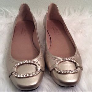 Talbots made in Brazil metallic gold flats. Nice!